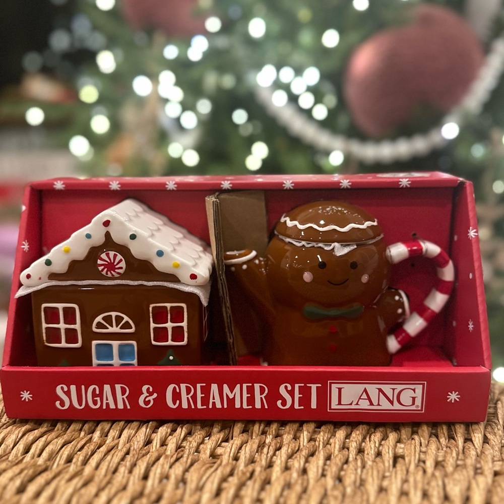 Lang gingerbread man house sugar cream creamer set coffee tea hot cocoa